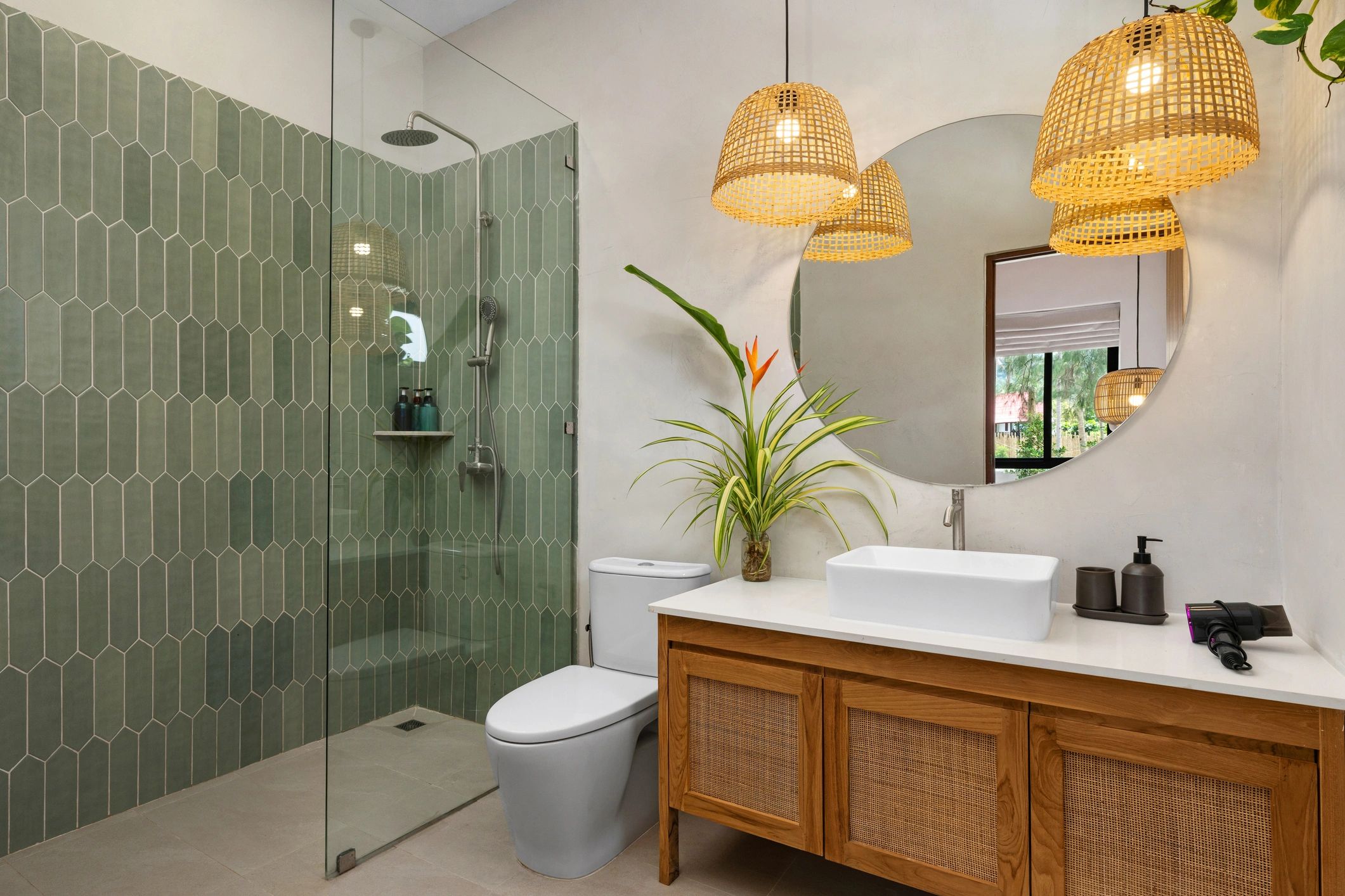 Modern bathroom remodel with walk-in shower